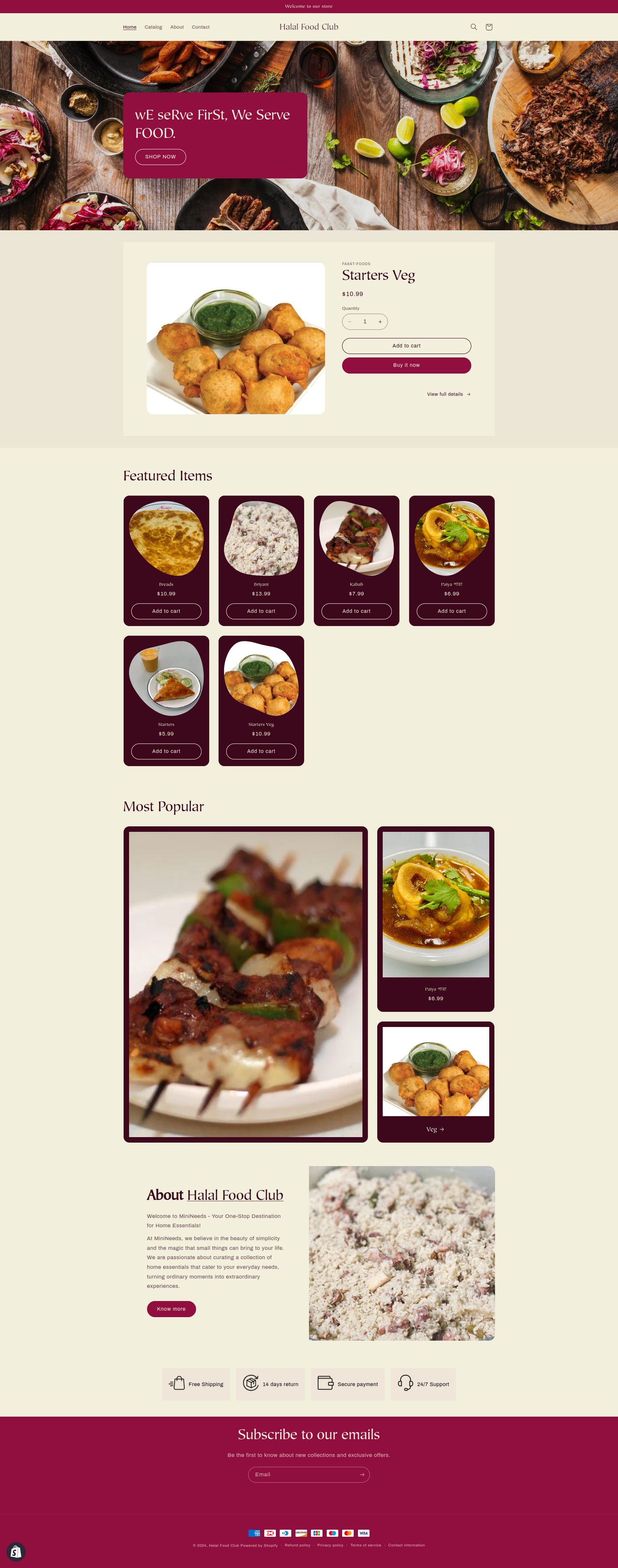 Halal-Food-Club - Fast-Food Shopify Store - Ready to Launch!