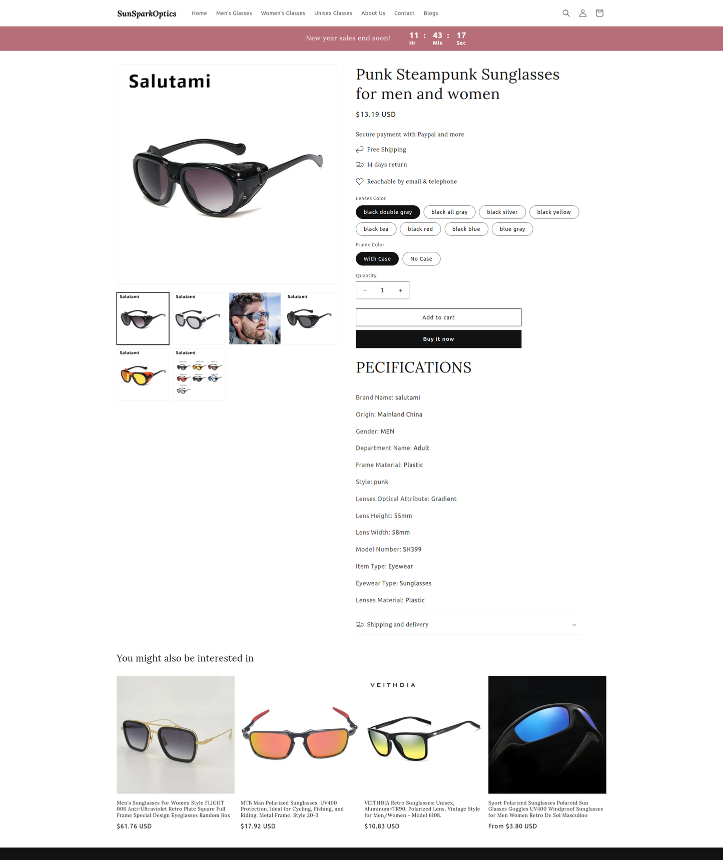 Sunsparkoptics - eyewear dropship store single product - Ready to Launch!