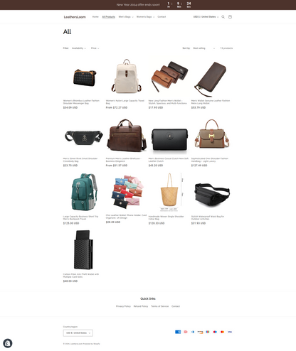 LeathersLoom - Leather shopify dropship Store single product - Ready to launch!