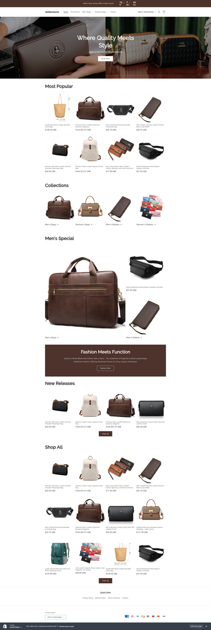 LeathersLoom - Leather shopify dropship Store single product - Ready to launch!