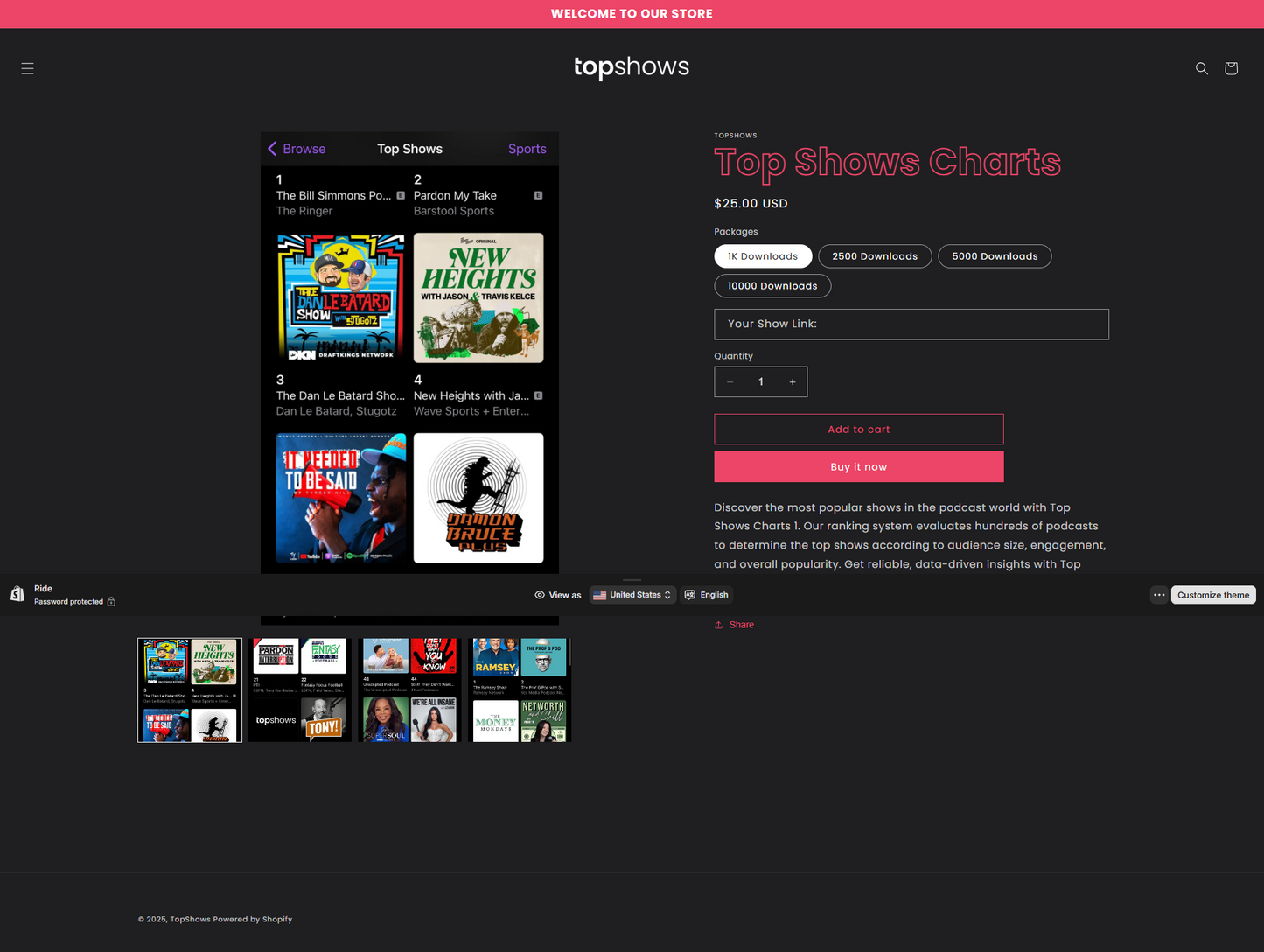 TopShows Landing page Shopify Store – Ready to Launch!