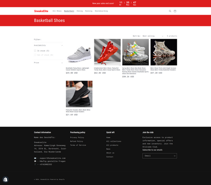SneaksElite - sneaker dropship store Single product - Ready to launch!
