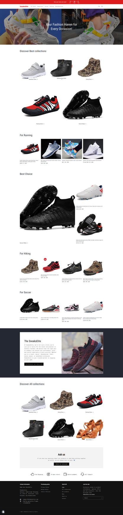 SneaksElite - sneaker dropship store Single product - Ready to launch!