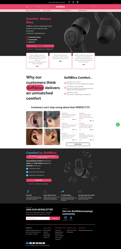 Softblisspro landing page Shopify Store – Ready to Launch!